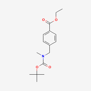 molecular formula C16H23NO4 B11835688 Ethyl 4-(((tert-butoxycarbonyl)(methyl)amino)methyl)benzoate 