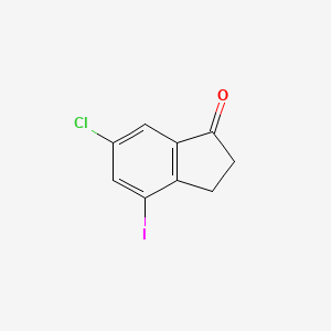 molecular formula C9H6ClIO B11835770 6-Chloro-4-iodo-2,3-dihydro-1H-inden-1-one 