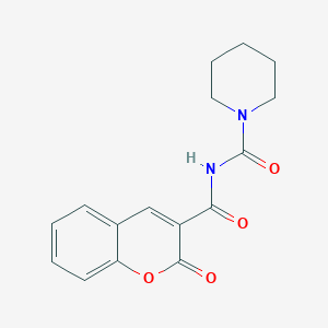 molecular formula C16H16N2O4 B11835881 N-(2-Oxo-2H-1-benzopyran-3-carbonyl)piperidine-1-carboxamide CAS No. 90051-90-4
