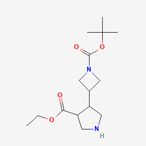 molecular formula C15H26N2O4 B11836064 Ethyl 4-(1-(tert-butoxycarbonyl)azetidin-3-yl)pyrrolidine-3-carboxylate 