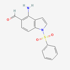 molecular formula C15H12N2O3S B11836070 4-Amino-1-(benzenesulfonyl)-1H-indole-5-carbaldehyde CAS No. 827607-95-4