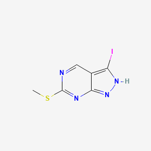 molecular formula C6H5IN4S B11836105 3-Iodo-6-(methylthio)-1H-pyrazolo[3,4-d]pyrimidine 