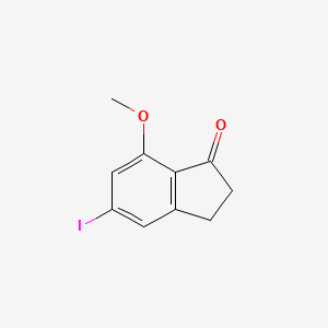 molecular formula C10H9IO2 B11836185 5-Iodo-7-methoxy-2,3-dihydro-1H-inden-1-one 