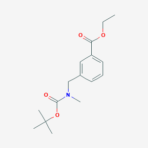 molecular formula C16H23NO4 B11836216 Ethyl 3-(((tert-butoxycarbonyl)(methyl)amino)methyl)benzoate 