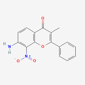 molecular formula C16H12N2O4 B11836217 7-Amino-3-methyl-8-nitro-2-phenyl-4H-1-benzopyran-4-one CAS No. 62100-82-7