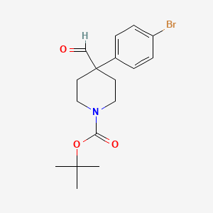 molecular formula C17H22BrNO3 B11836311 Tert-butyl 4-(4-bromophenyl)-4-formylpiperidine-1-carboxylate 