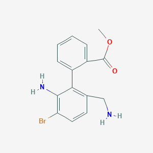 molecular formula C15H15BrN2O2 B11836434 Methyl 2-[2-amino-6-(aminomethyl)-3-bromophenyl]benzoate 