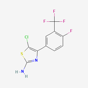 molecular formula C10H5ClF4N2S B11836487 5-Chloro-4-(4-fluoro-3-(trifluoromethyl)phenyl)thiazol-2-amine 