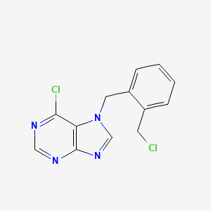 molecular formula C13H10Cl2N4 B11836663 6-Chloro-7-{[2-(chloromethyl)phenyl]methyl}-7H-purine CAS No. 924904-09-6