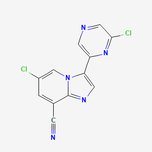 molecular formula C12H5Cl2N5 B11836699 6-Chloro-3-(6-chloropyrazin-2-yl)imidazo[1,2-a]pyridine-8-carbonitrile 