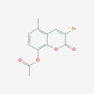 molecular formula C12H9BrO4 B11836725 3-Bromo-5-methyl-2-oxo-2H-chromen-8-yl acetate 
