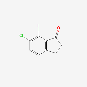 molecular formula C9H6ClIO B11836952 6-Chloro-7-iodo-2,3-dihydroinden-1-one 