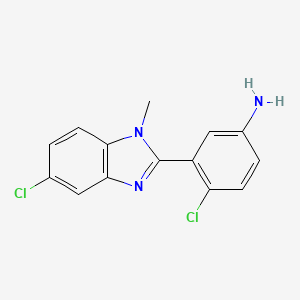 molecular formula C14H11Cl2N3 B11837031 4-Chloro-3-(5-chloro-1-methyl-1H-benzo[d]imidazol-2-yl)aniline 