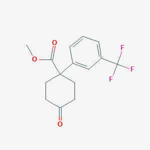 molecular formula C15H15F3O3 B11837084 Methyl 4-Oxo-1-[3-(trifluoromethyl)phenyl]cyclohexanecarboxylate CAS No. 1385694-63-2