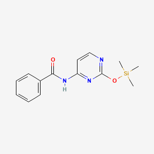 molecular formula C14H17N3O2Si B11837131 N-(2-((triMethylsilyl)oxy)pyriMidin-4-yl)benzaMide CAS No. 85743-99-3