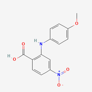 molecular formula C14H12N2O5 B11837220 2-((4-Methoxyphenyl)amino)-4-nitrobenzoic acid CAS No. 91-42-9