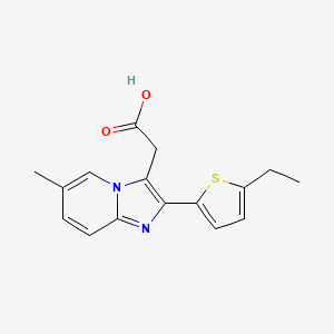 molecular formula C16H16N2O2S B11837304 Imidazo(1,2-a)pyridine-3-acetic acid, 2-(5-ethyl-2-thienyl)-6-methyl- CAS No. 88571-00-0