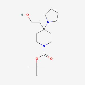 molecular formula C16H30N2O3 B11837532 Tert-butyl 4-(2-hydroxyethyl)-4-(pyrrolidin-1-YL)piperidine-1-carboxylate 