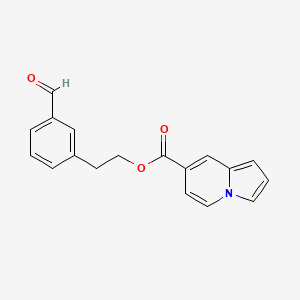 molecular formula C18H15NO3 B11837678 3-Formylphenethyl indolizine-7-carboxylate 