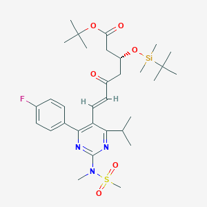 molecular formula C32H48FN3O6SSi B11837684 tert-Butyl (R,E)-3-((tert-butyldimethylsilyl)oxy)-7-(4-(4-fluorophenyl)-6-isopropyl-2-(N-methylmethylsulfonamido)pyrimidin-5-yl)-5-oxohept-6-enoate 