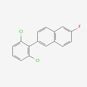molecular formula C16H9Cl2F B11838126 2-(2,6-Dichlorophenyl)-6-fluoronaphthalene 