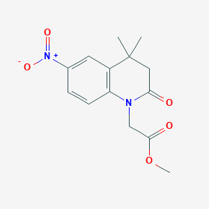 molecular formula C14H16N2O5 B11838220 Methyl 2-(4,4-dimethyl-6-nitro-2-oxo-3,4-dihydroquinolin-1(2H)-yl)acetate 