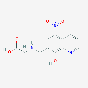 molecular formula C13H13N3O5 B11838313 2-(((8-Hydroxy-5-nitroquinolin-7-yl)methyl)amino)propanoic acid CAS No. 84677-20-3