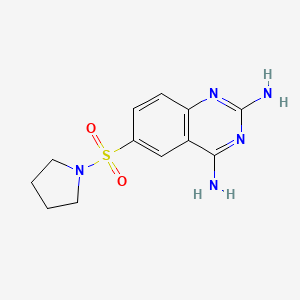 molecular formula C12H15N5O2S B11838332 6-(Pyrrolidine-1-sulfonyl)-quinazoline-2,4-diamine CAS No. 56044-07-6