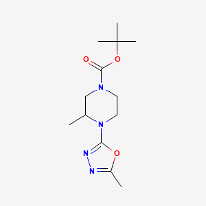 molecular formula C13H22N4O3 B11838784 tert-Butyl 3-methyl-4-(5-methyl-1,3,4-oxadiazol-2-yl)piperazine-1-carboxylate 