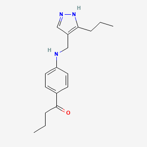 molecular formula C17H23N3O B11838795 1-(4-(((3-Propyl-1H-pyrazol-4-yl)methyl)amino)phenyl)butan-1-one 