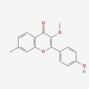 molecular formula C17H14O4 B11839195 2-(4-Hydroxyphenyl)-3-methoxy-7-methyl-4H-1-benzopyran-4-one CAS No. 111391-88-9