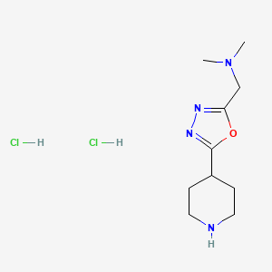 molecular formula C10H20Cl2N4O B11839230 N,N-Dimethyl-1-(5-(piperidin-4-yl)-1,3,4-oxadiazol-2-yl)methanamine dihydrochloride 