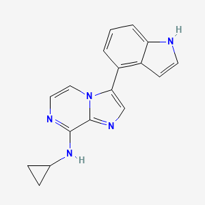 molecular formula C17H15N5 B11839526 Imidazo[1,2-a]pyrazin-8-amine, N-cyclopropyl-3-(1H-indol-4-yl)- CAS No. 825630-54-4