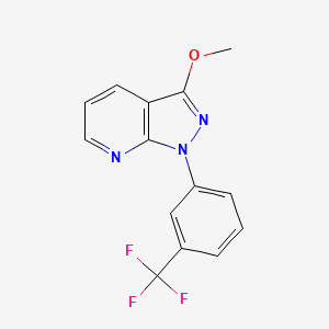 molecular formula C14H10F3N3O B11839681 1H-Pyrazolo(3,4-b)pyridine, 3-methoxy-1-(3-(trifluoromethyl)phenyl)- CAS No. 34580-76-2