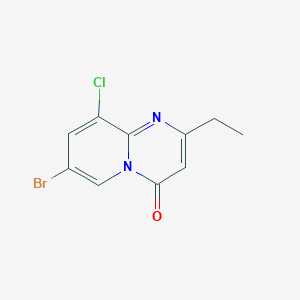 molecular formula C10H8BrClN2O B11839890 7-Bromo-9-chloro-2-ethyl-4H-pyrido[1,2-a]pyrimidin-4-one 
