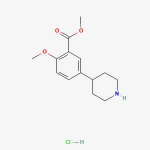 molecular formula C14H20ClNO3 B11840307 Methyl 2-methoxy-5-(piperidin-4-yl)benzoate hydrochloride 