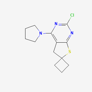 molecular formula C13H16ClN3S B11840323 2'-Chloro-4'-(pyrrolidin-1-YL)-5'H-spiro[cyclobutane-1,6'-thieno[2,3-D]pyrimidine] 