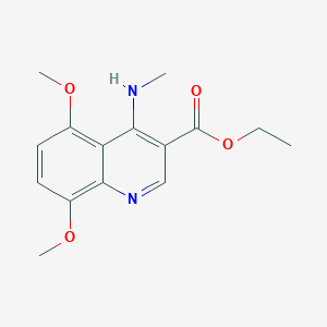 molecular formula C15H18N2O4 B11840390 Ethyl 5,8-dimethoxy-4-(methylamino)quinoline-3-carboxylate 