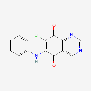 molecular formula C14H8ClN3O2 B11840593 6-Anilino-7-chloroquinazoline-5,8-dione CAS No. 740854-81-3