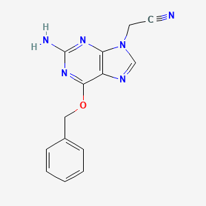 molecular formula C14H12N6O B11840698 9H-Purine-9-acetonitrile, 2-amino-6-(phenylmethoxy)- CAS No. 144084-41-3