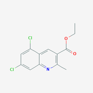 molecular formula C13H11Cl2NO2 B11840773 5,7-Dichloro-2-methylquinoline-3-carboxylic acid ethyl ester CAS No. 948293-72-9