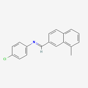 molecular formula C18H14ClN B11840795 Benzenamine, 4-chloro-N-[(8-methyl-2-naphthalenyl)methylene]-, (E)- CAS No. 144412-60-2