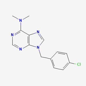 molecular formula C14H14ClN5 B11841346 9H-Purin-6-amine, 9-((4-chlorophenyl)methyl)-N,N-dimethyl- CAS No. 112089-03-9