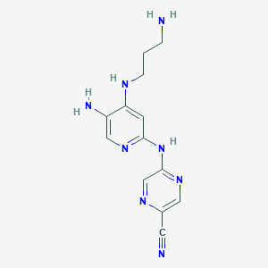 molecular formula C13H16N8 B11841404 5-((5-Amino-4-((3-aminopropyl)amino)pyridin-2-yl)amino)pyrazine-2-carbonitrile 