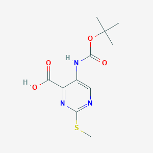 molecular formula C11H15N3O4S B11841441 5-((tert-Butoxycarbonyl)amino)-2-(methylthio)pyrimidine-4-carboxylic acid 