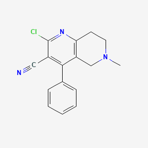 molecular formula C16H14ClN3 B11841580 2-Chloro-6-methyl-4-phenyl-5,6,7,8-tetrahydro-1,6-naphthyridine-3-carbonitrile 