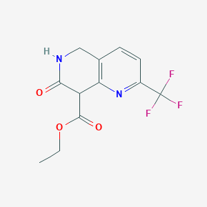 molecular formula C12H11F3N2O3 B11841812 Ethyl 7-oxo-2-(trifluoromethyl)-5,6,7,8-tetrahydro-1,6-naphthyridine-8-carboxylate 