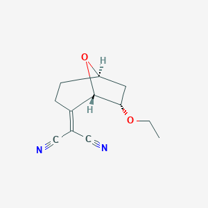 molecular formula C12H14N2O2 B118419 Propanedinitrile, (7-ethoxy-8-oxabicyclo[3.2.1]oct-2-ylidene)-, endo-(9CI) CAS No. 159149-18-5
