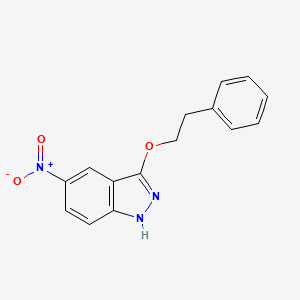 molecular formula C15H13N3O3 B11841971 5-Nitro-3-phenethoxy-1H-indazole 