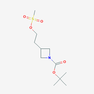 molecular formula C11H21NO5S B11842052 tert-Butyl 3-(2-((methylsulfonyl)oxy)ethyl)azetidine-1-carboxylate 